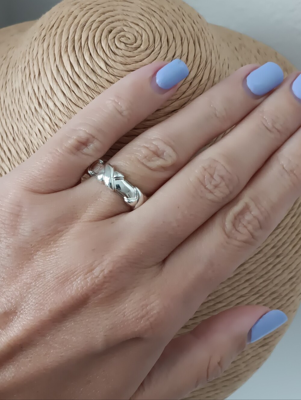 Tiffany & Co. Sterling Silver Women's X Ring Band Size 5US